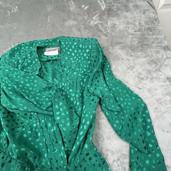Vtg Adrianna Papell  Silk Blouse Women's 12  peplum style green see measurements - Picture 8 of 12